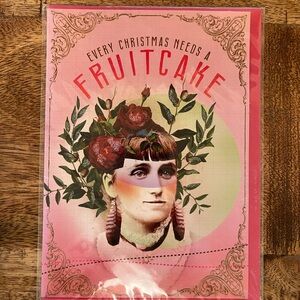 Papaya Greeting card, “Every Christmas Needs a Fruitcake”
